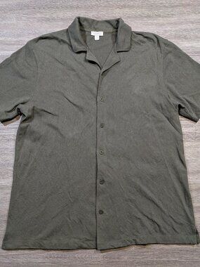 Sunspel Riviera Resort Shirt Camp Collar Men's Large Button Green Beach Summer